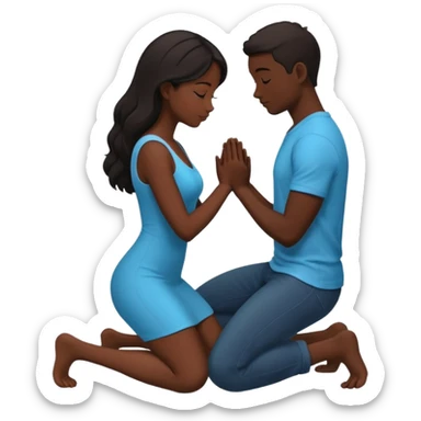 Kneeling person silhouette (proposal pose) sticker