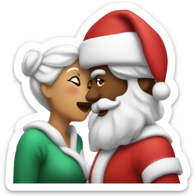 Santa kissing Mrs claus sticker