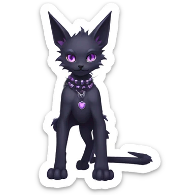 cool edgy black punk Purple ethereal fantasy nargacuga-bat-cat-Fakemon collar full body sticker