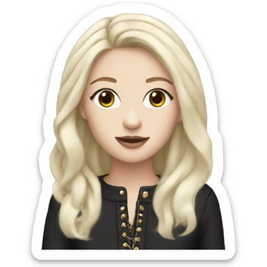 Pale girl with long black hair wearing chanel sticker