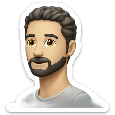 White Men with a little black beard downstairs his nose sticker