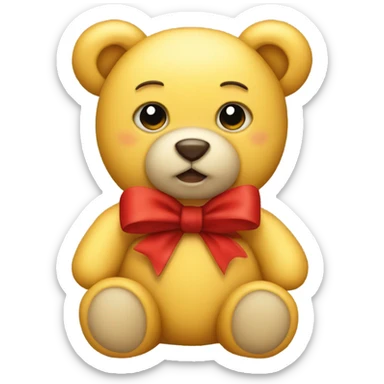 Yellow teddy bear with red bow sticker