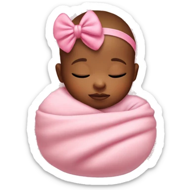 sleeping baby with pink bow on head pink blanket  sticker