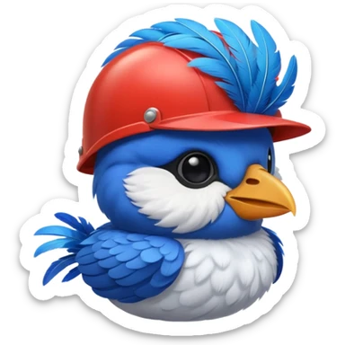 cute toon bird with helmet sticker