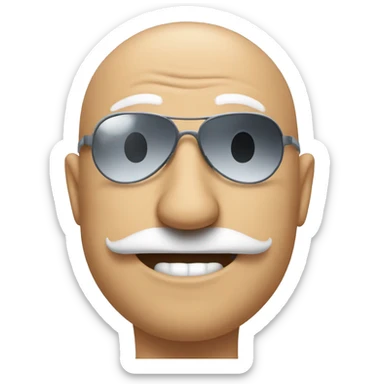 bald guy with aviator sun glasses and mustache giving a thumbs up sticker