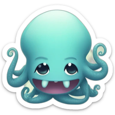 Cute kraken cute face eyes closed making yoga sticker
