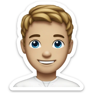 smiling boy in white shirt with blue eyes and freckles  sticker