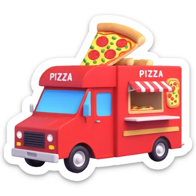 generate me a 3D pizza food truck sticker