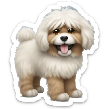 Fluffy dog with tong  sticker