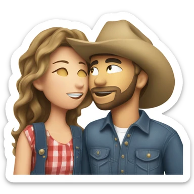 a country girl kissing a country guy sticker