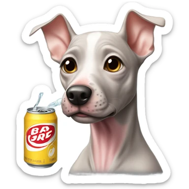 American Hairless Terrier drinking cola sticker