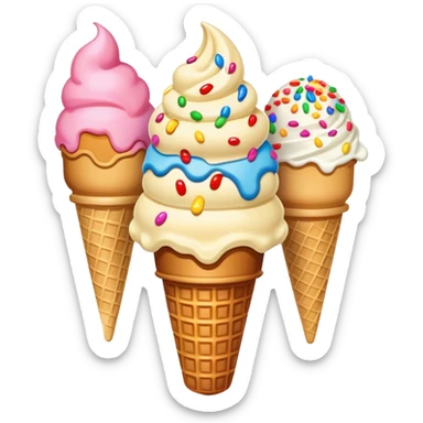 An ice cream cone with three scoops sticker