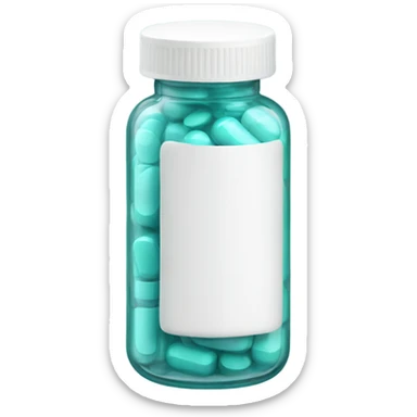 white and teal pill bottle sticker