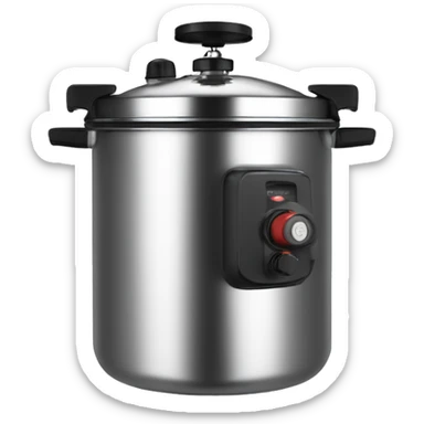 Stainless steel pressure pot, with black gights, 3 clamps on the cover,  on the knob sticker