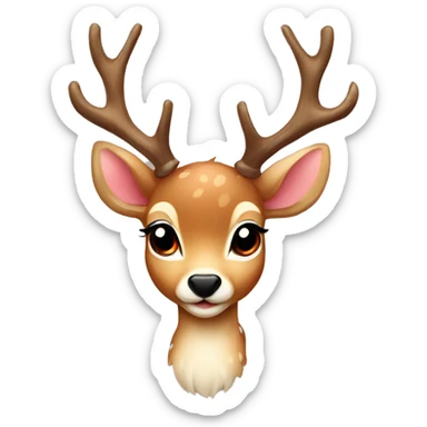 Baby deer-antlers love with red bow sticker