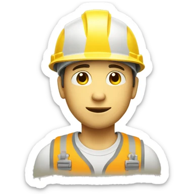 A braver man, white skin, with a construction hat yellow sticker