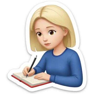 Girl writing on the notebook, side view. sticker