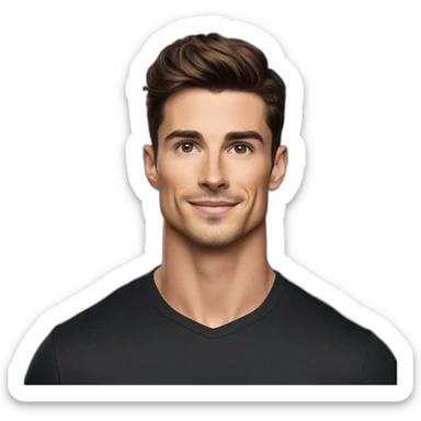 Mason mount Cristiano Ronaldo Matt Bomer 30 year old product designer with stubble and mustache in a black tshirt with broad shoulders profile photo sticker