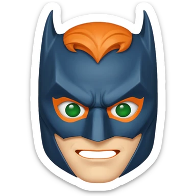 batman emoji with the mask is in blue, orange and green, the face, eyes are regular colors sticker