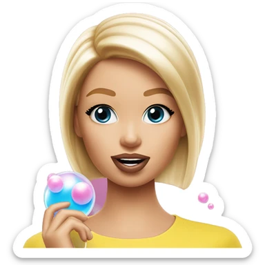 Barbie girl chewing gum and popping bubble sticker