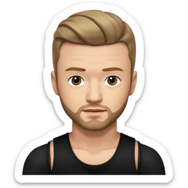 Justin Timberlake dark blonde hair, black tank top sticker
