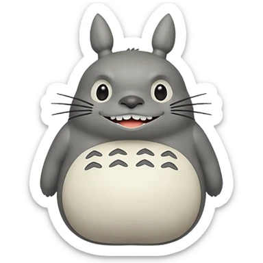 Totoro tierno que se parezca al real sonriendo tierno sticker