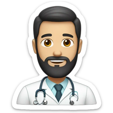 white doctor brown beard and short black hair on the head sticker