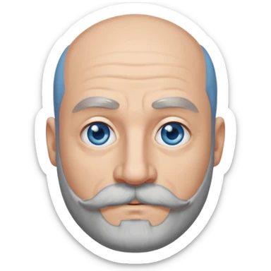 Bald man with blue eyes grey beard and moustache sticker
