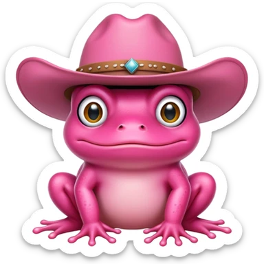 pink frog with cowboy hat sticker