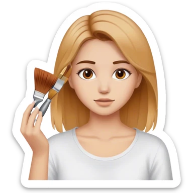 A girl with brown hair that dies her hair blonde sticker