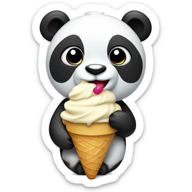 Panda eating ice cream sticker