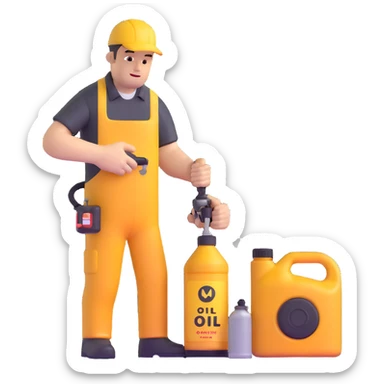 mechanic changing car oil sticker