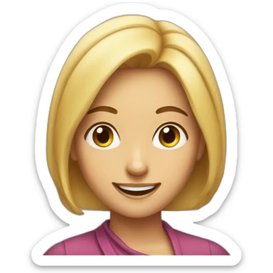 a woman smiling while fondly rolling her eyes  sticker