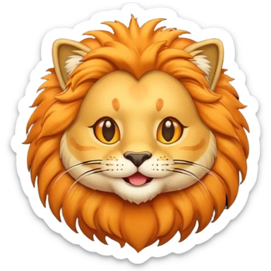 cartoonish cat and lion merged emoji sticker