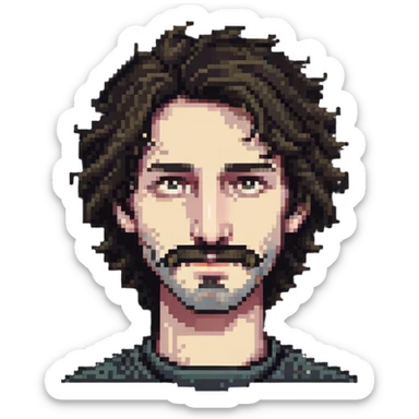 hairy man with a crooked nose sticker