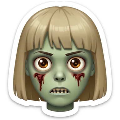 Zumbi com franjinha acima da sombrancelha e olhos castanhos  sticker