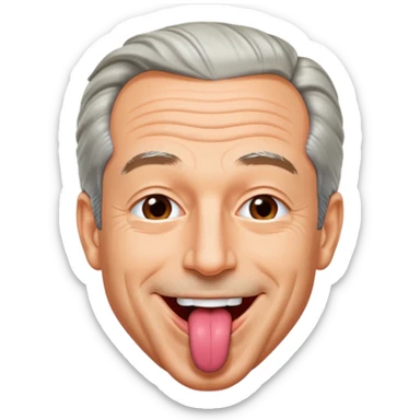 Jeffrey Epstein with tongue out sticker