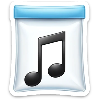 transparent ziplock bag with a black music note inside sticker