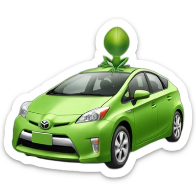 frog driving a toyota prius sticker