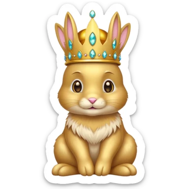 bunny King – proud golden bunny wearing a tall jeweled crown, sitting sticker