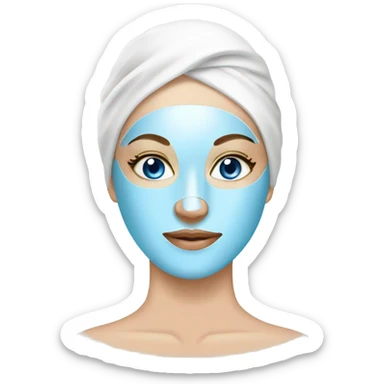 Lady with face mask and blue eyes spa beauty full face relaxing sticker