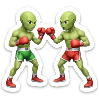 two aliens boxing
 sticker