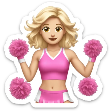 blonde cheerleader wearing pink uniform holding pink pompoms that looks like chrissy chlapecka sticker
