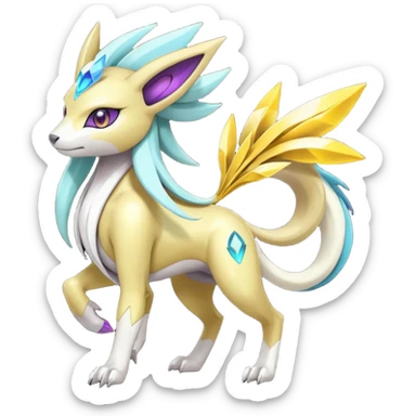Colorful Futuristic Meloetta-Manectric-Solgaleo-Raikou-Pokémon-Digimon-Fakémon-fusion-hybrid-creature sticker