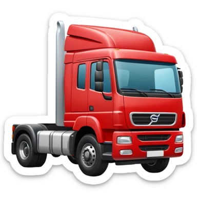 A new red truck with a "TIR" plate turned to the right sticker