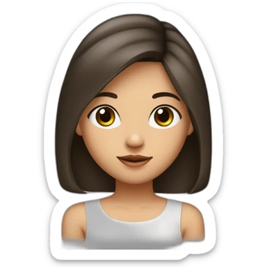 Fille brune ,cheveux lisses détaché vers l'arrière ,long jusque au millieu du dos et volumineux,teint noir, yeux verts visage un peu carré sticker