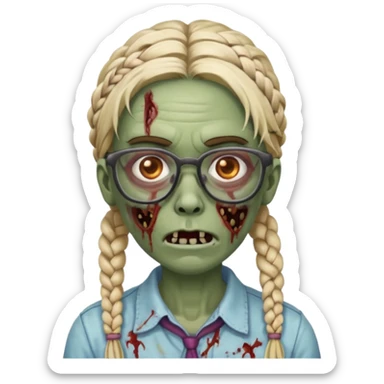 zombie with braided hair and glassess sticker