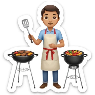 man cooking barbecue full-body sticker