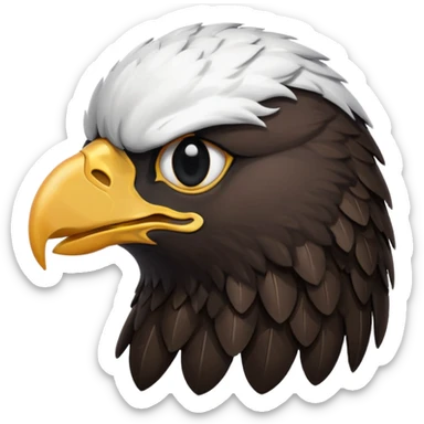very simple and minimalistic whole body eagle emoji DOT eyes, only pupils, solid black , no iris, remove the white part of the eye sticker