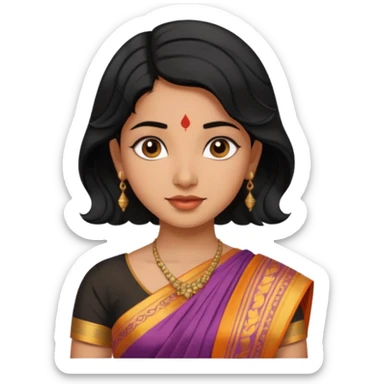Indian fat girl south Indian wavy short black hair tan darker skin sticker